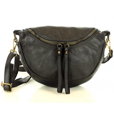Leder Bauchtasche Gürteltasche Schwarz für Damen Klein Crossbody